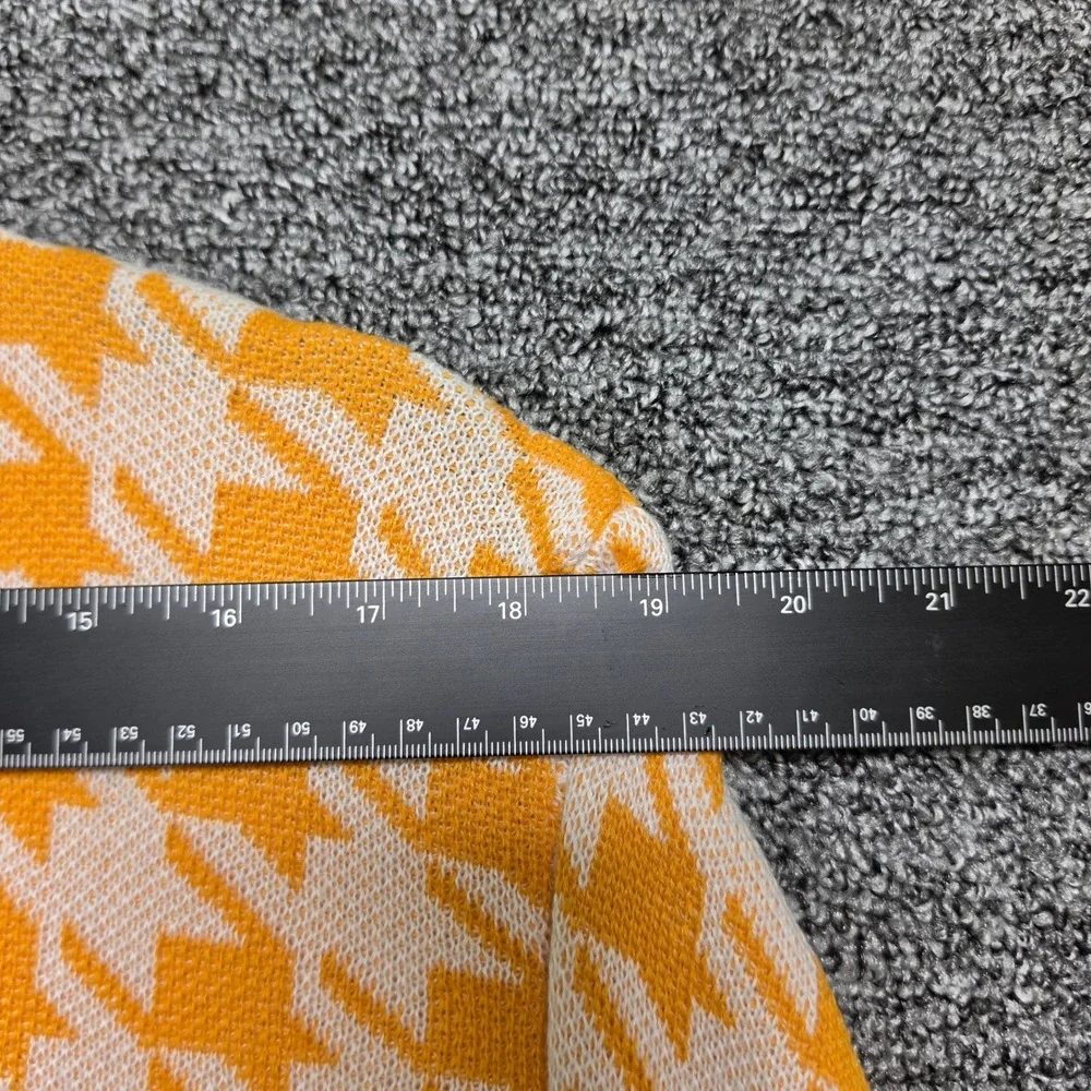 Cardigan Womens Small Orange Houndstooth Longline Open Front